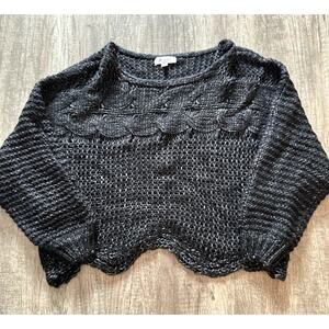 She + Sky Women's Black Crochet Sweater Size M NWOT